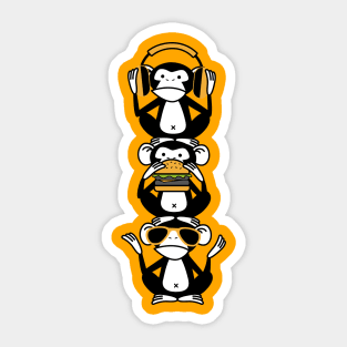 Three wise monkeys - 3 cute monkeys Sticker